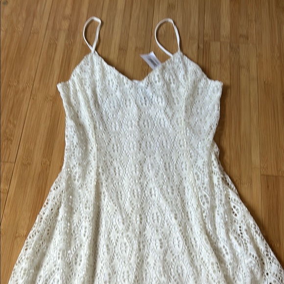 Aqua White Lace Mini Dress - Picture 1 of 7